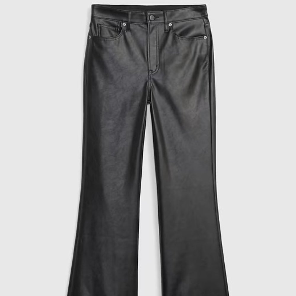 GAP High Rise Faux Leather Flare Pants, Black, Size 6 NWT